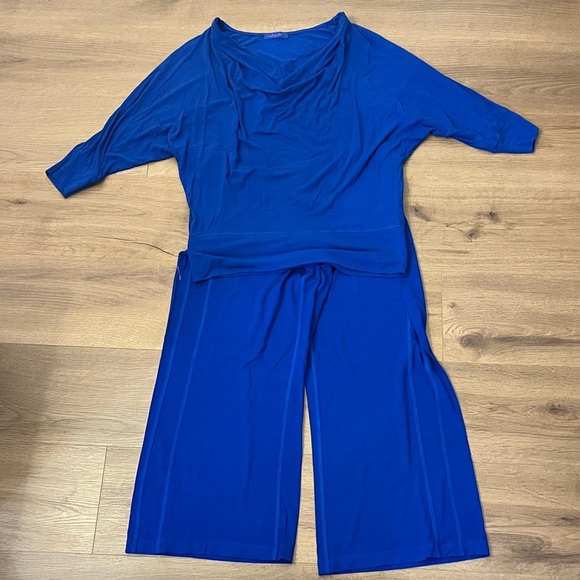 Fresh Produce | 2 pc set cropped lounge pants & top Women’s size M royal blue - Picture 9 of 9